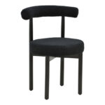 Chair Fenza black teddy fabric-beech wood legs in black color 60x54x75cm
