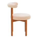 Chair Fenza beige teddy fabric-beech wood legs in walnut color 60x54x75cm - Слика 3
