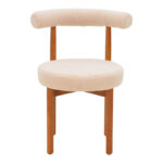 Chair Fenza beige teddy fabric-beech wood legs in walnut color 60x54x75cm - Слика 4
