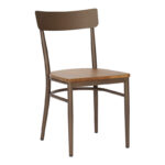 Chair Zerca brown metal skeleton and natural color rubberwood seat 49x44x82cm