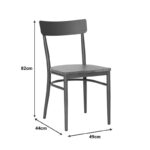 Chair Zerca dark grey skeleton and natural color rubberwood seat 49x44x82cm - Image 2