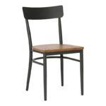 Chair Zerca dark grey skeleton and natural color rubberwood seat 49x44x82cm