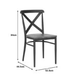 Chair Ferona dark grey skeleton and natural color rubberwood seat 52.5x44.5x84cm - Слика 2