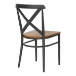 Chair Ferona dark grey skeleton and natural color rubberwood seat 52.5x44.5x84cm - Слика 3