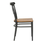 Chair Ferona dark grey skeleton and natural color rubberwood seat 52.5x44.5x84cm - Слика 4