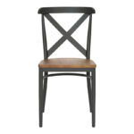 Chair Ferona dark grey skeleton and natural color rubberwood seat 52.5x44.5x84cm - Слика 5