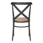 Chair Ferona dark grey skeleton and natural color rubberwood seat 52.5x44.5x84cm - Слика 6