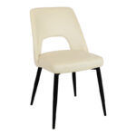 Murde chair beige velvet and metal legs in black color 48.5x61x89cm