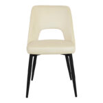 Murde chair beige velvet and metal legs in black color 48.5x61x89cm - Image 4