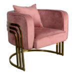 Roblu armchair gold metal and velvet in rotten apple 72x77.4x70cm - Image 2