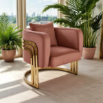 Roblu armchair gold metal and velvet in rotten apple 72x77.4x70cm
