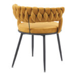 Chair Alkia in yellow velvet with black metal leg 60x57x68cm - Слика 2