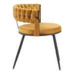 Chair Alkia in yellow velvet with black metal leg 60x57x68cm - Слика 3