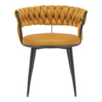 Chair Alkia in yellow velvet with black metal leg 60x57x68cm - Слика 4