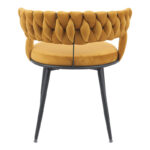 Chair Alkia in yellow velvet with black metal leg 60x57x68cm - Слика 5
