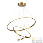 3-light ceiling led light Pelia metal in gold color D60x40cm
