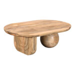 Coffee table Kane solid acacia wood in natural color 110x72x38cm