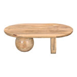 Coffee table Kane solid acacia wood in natural color 110x72x38cm - Image 3