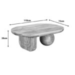 Coffee table Kane solid acacia wood in natural color 110x72x38cm - Image 6