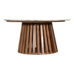 Coffee table Mable solid acacia wood in natural color and marble top D100x45cm - Image 2