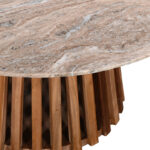 Coffee table Mable solid acacia wood in natural color and marble top D100x45cm - Image 3