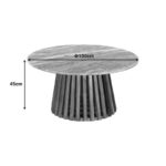 Coffee table Mable solid acacia wood in natural color and marble top D100x45cm - Image 4