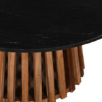 Coffee table Mable solid acacia wood in natural color and black marble top D100x45cm - Image 3