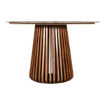 Table Mable solid acacia wood in natural color and marble top D120x76cm - Слика 2