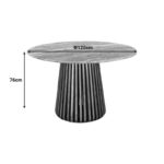 Table Mable solid acacia wood in natural color and marble top D120x76cm - Слика 4