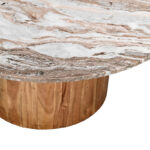 Coffee table Sergy solid acacia wood in natural color and marble top D90x40cm - Image 4