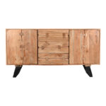 Buffet Leontina solid acacia wood in natural color and black metal leg 150x45x86cm - Слика 2