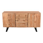 Buffet Leontina solid acacia wood in natural color and black metal leg 150x45x86cm - Слика 3