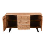 Buffet Leontina solid acacia wood in natural color and black metal leg 150x45x86cm - Слика 4