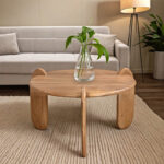 Coffee table Earten solid acacia wood in natural color D80x40cm