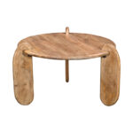 Coffee table Earten solid acacia wood in natural color D80x40cm - Image 3