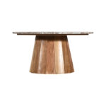 Coffee table Ezerdian solid acacia wood in natural color and marble table top D90x45cm - Image 3