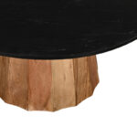 Table Ezerdian solid acacia wood in natural color and black marble table top D120x76cm - Image 3