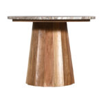 Table Ezerdian solid acacia wood in natural color and marble table top D120x76cm - Image 2