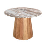 Table Ezerdian solid acacia wood in natural color and marble table top D120x76cm