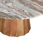 Table Ezerdian solid acacia wood in natural color and marble table top D120x76cm - Image 3