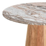 Table Ezerdian solid acacia wood in natural color and marble table top D150x76cm - Image 2