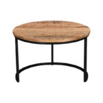 Coffee table Frina set 3 pieces mango wood in natural color and black metal leg - Image 3