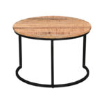 Coffee table Frina set 3 pieces mango wood in natural color and black metal leg - Image 4