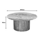 Coffee table Sergy set 2 pieces solid acacia wood in natural color and marble top - Image 4