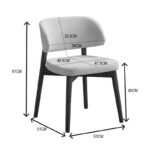 Siena chair rubberwood in walnut-ecru shade 48x50x81cm - Image 5