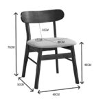 Cairo rubberwood chair in walnut-ecru shade 47x47x76cm - Слика 5