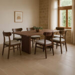 Dining table set Eleganza-Cairo set of 7 pieces mdf in walnut shade 180x99x75.8cm