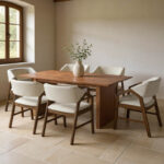 Dining table set Eleganza-Livia set of 7 pieces mdf in walnut shade 180x99x75.8cm