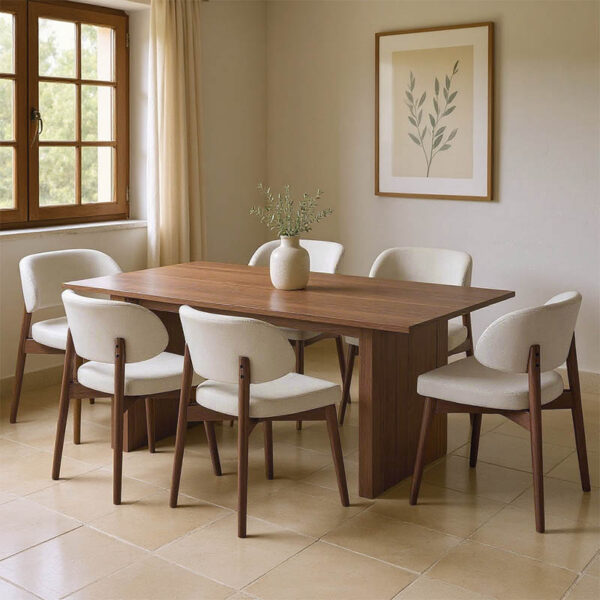 Трпезариски сет Eleganza-Siena од 7 парчиња медијапан во нијанса на орев 180x99x75.8 см