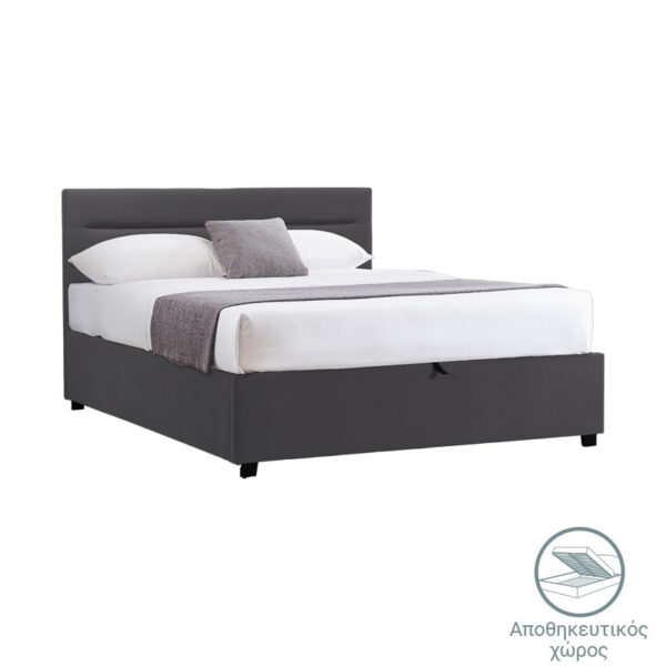 Molito anthracite velvet bed with storage space 120x200cm